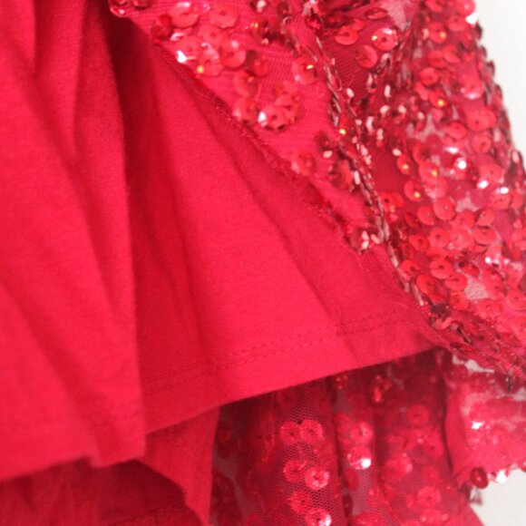 Cherokee Red Sparkle Sequin Party Mini Skirt Extra Large 14-16 - Picture 4 of 7